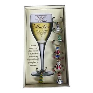 Vintage 2001 Boston Warehouse Christmas Wine Markers Quantity-6